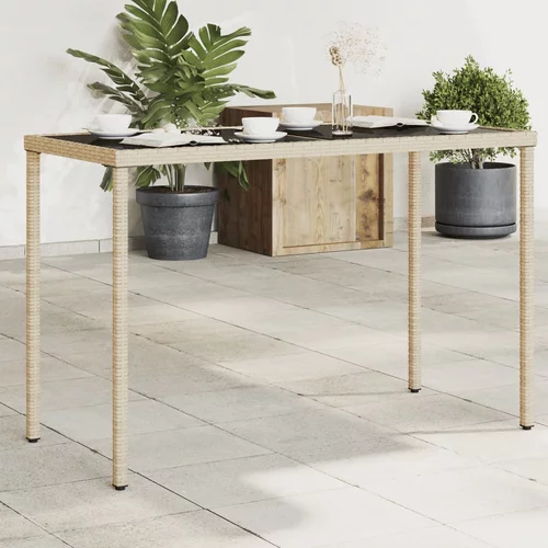  Vrtni stol sa staklenom pločom bež 115x54x74 cm od poliratana