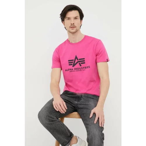 Alpha Industries Bombažna kratka majica roza barva