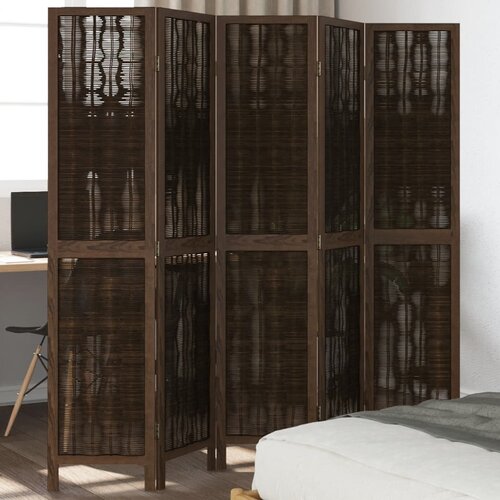 The Living Store Paravan 5-delni temno rjav trden les pavlovnije - Pregrada Za Prostor, (21494102) Slike