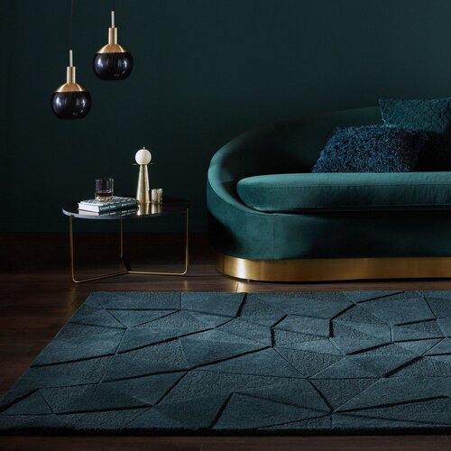 Flair Rugs Zelenomodra ročno tkana volnena preproga 160x230 cm Shard Teal &amp;ndash; Slike