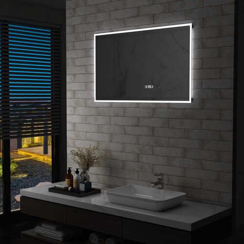 VidaXL kupaonsko LED ogledalo sa senzorom na dodir i satom 100 x 60 cm Slike