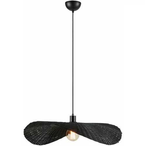 Markslöjd Mat črna viseča svetilka z bambusovim senčnikom ø 70 cm Rayo –
