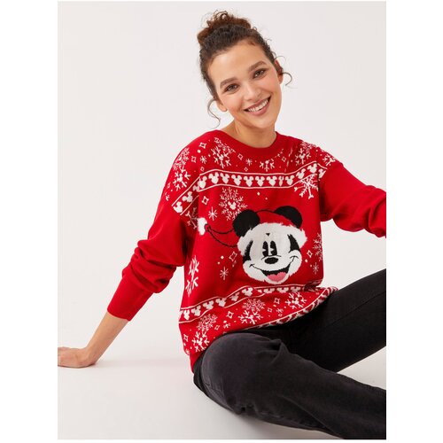 LC Waikiki Crew Neck Mickey Mouse Printed Long Sleeve Women's Knitwear Sweater Cene