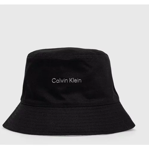 Calvin Klein Dvostranski bombažen klobuk črna barva
