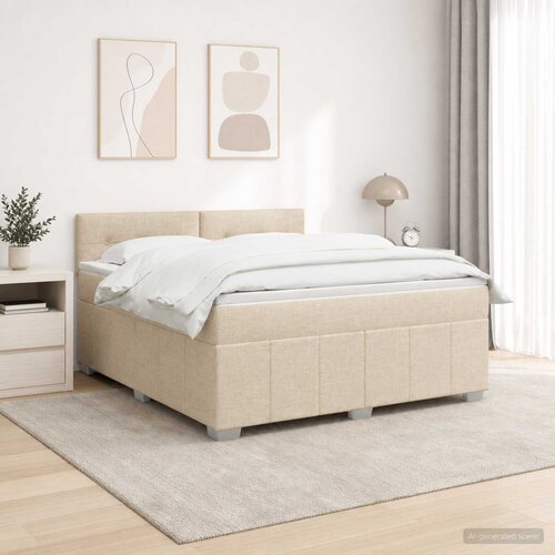  LED okvir za krevet s madracem Krem 140 x 190 cm Tkanina Cene