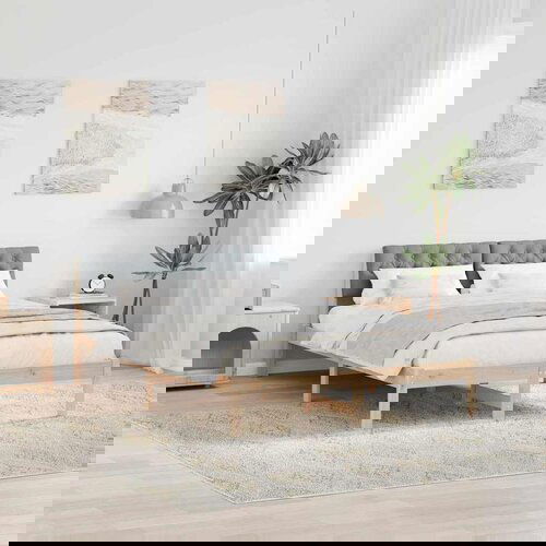 vidaXL Okvir kreveta s uzglavljem Smeđa i svijetlo siva 140 x 200 cm Cijene