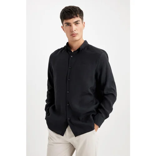 Defacto Relax Fit Polo Neck Poplin Long Sleeve Shirt