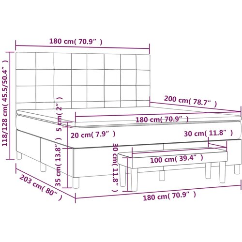  Okvir kreveta s oprugama i madrac svjetlosivi 180x200cm tkanina Slike