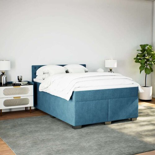 VidaXL Krevet box spring s madracem plavi 160 x 200 cm bar&amp;scaron;unasti Slike