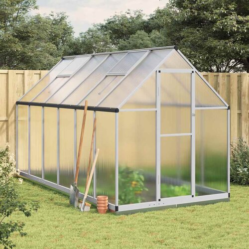 VidaXL Rastlinjak z okvirjem srebrn 334x169x202 cm aluminij Slike