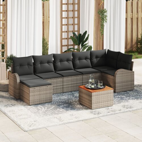 VidaXL 8 dijelni vrtni sofa set s jastučićima sivi poli ratan akacije Slike