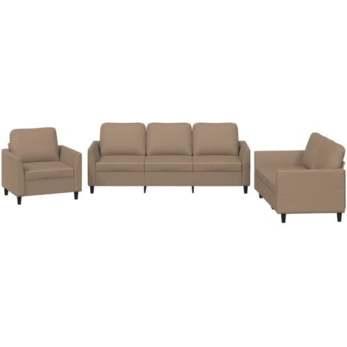 Maison Chic Sedežna garnitura - kavč 3-delna z blazinami kapučino umetno usnje, (21729358) Cene