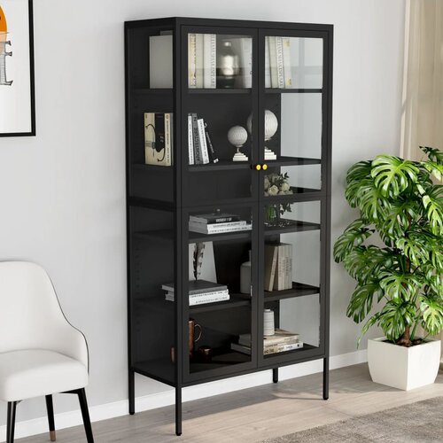 VidaXL Ormarić za izlaganje antracit 90x40x180 cm čelik/kaljeno staklo Slike