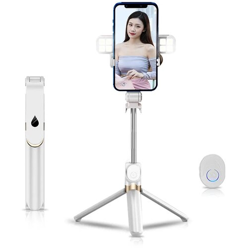  Set / selfie držač s bluetooth daljinskim upravljačem i stativom LED RING SSTR-20 bijeli Slike