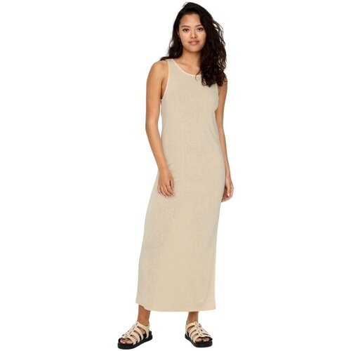 Only Dolge obleke VESTIDO LARGO MUJER CORTE LOOSE 15290779 Bež Slike