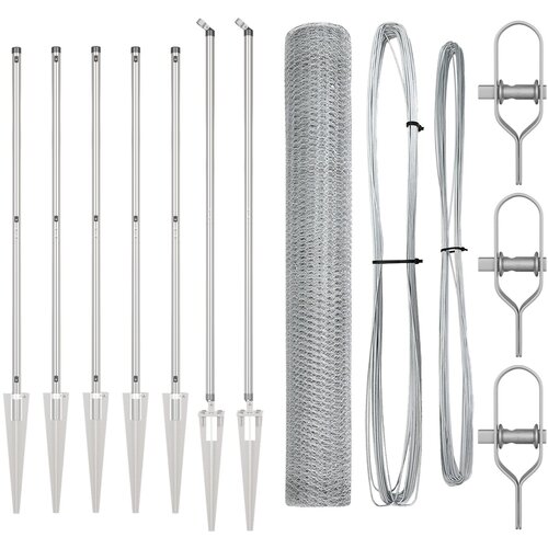 VidaXL &amp;Scaron;esterokotna ograja 1,2x10 m pocinkano jeklo, Ograje s konico 7 kos &amp;Oslash;32 mm 140 cm pocinkano jeklo Slike