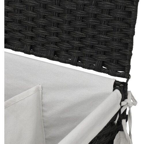  Ko&amp;scaron;ara za rublje s kotačima crna 60 x 35 x 60,5 cm od ratana Slike