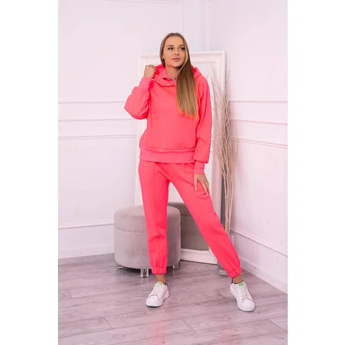 Kesi Insulated turtleneck set with hood in pink neon color