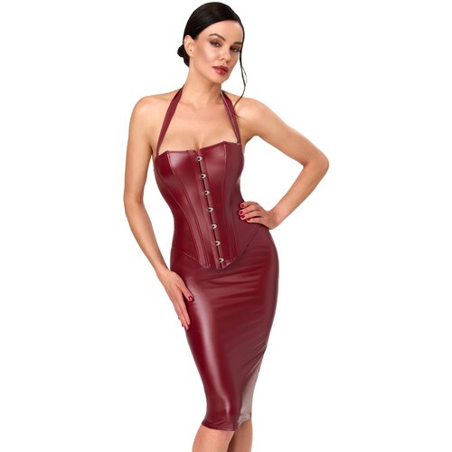 Noir Handmade F396 Dark Romance Corset Midi Dress Burgundy XS Cene