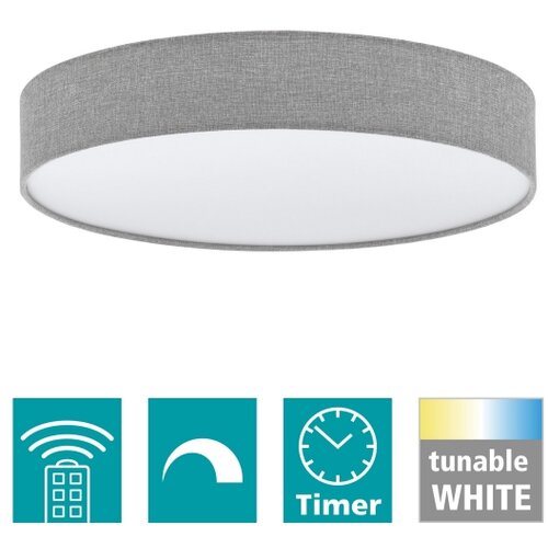 Eglo Romao plafonjera/1, led, 40w, prečnik 570, sa daljinskim, dimabilna, sivo/bela Slike