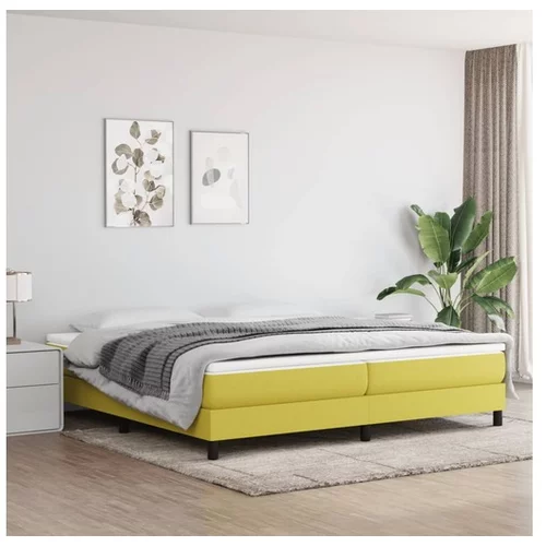  Box spring postelja z vzmetnico zelen 200x200 cm blago