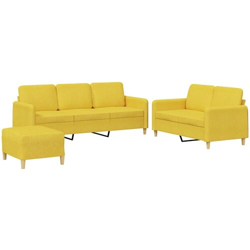 Maison Chic Sedežna garnitura - kavč 3-delna z blazinami svetlo rumeno blago, (21728783) Cene