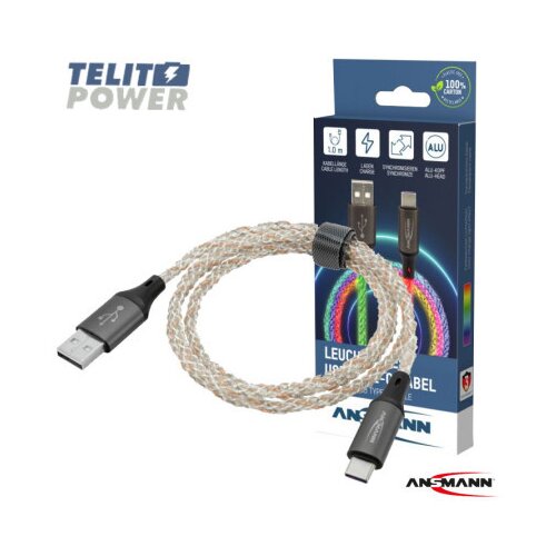 Ansmann USB-A / USB-C Cable with LED Lighting 100cm 1700-0158 Cene