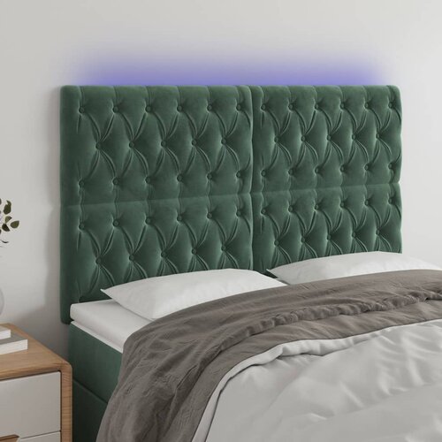  The Living Store LED posteljno vzglavje temno zeleno 160x7x118/128 cm žamet - LED Vzglavje, (21487964) Cene