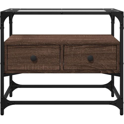 vidaXL TV omarica s stekleno ploščo rjavi hrast 60x35x51 cm inž. les Cene