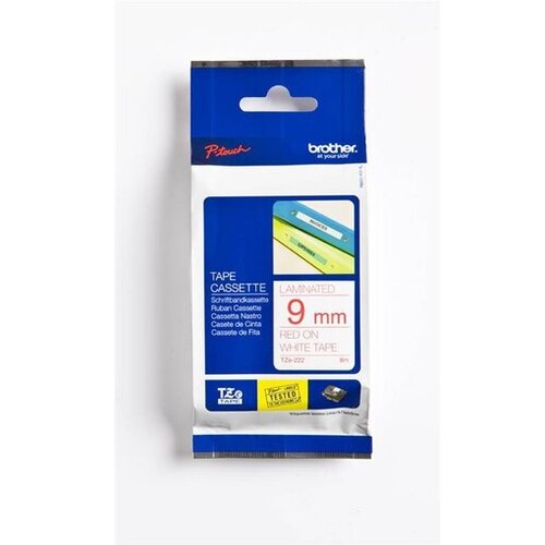 Brother Standardna laminirana traka TZe 9 mm, Rdeča na beli Slike