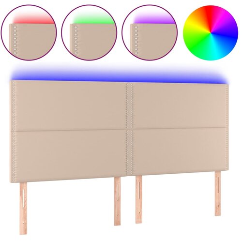 Maison Chic led posteljno vzglavje - vzglavna omarica - nočna omarica kapučino 180x5x118/128 cm umetno usnje, (21712573) Slike
