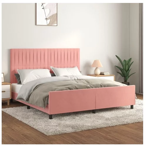 vidaXL Okvir za krevet s uzglavljem ružičasti 180x200 cm baršunasti