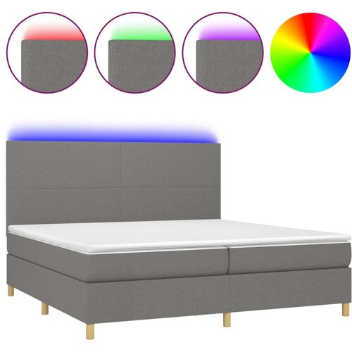  Box spring s madracem LED tamnosivi 200x200 cm tkanina Slike