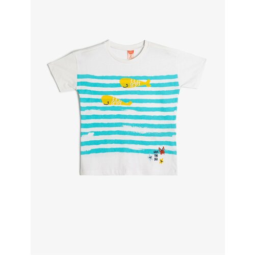 Koton T-Shirt Short Sleeve Crew Neck Fish Printed Cotton Slike