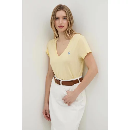 Polo Ralph Lauren Bombažna kratka majica ženski, rumena barva