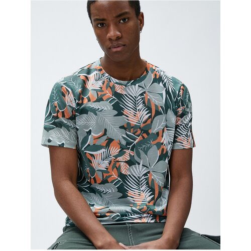 Koton Leaf Printed T-Shirt Crew Neck Slim Fit Short Sleeve Slike