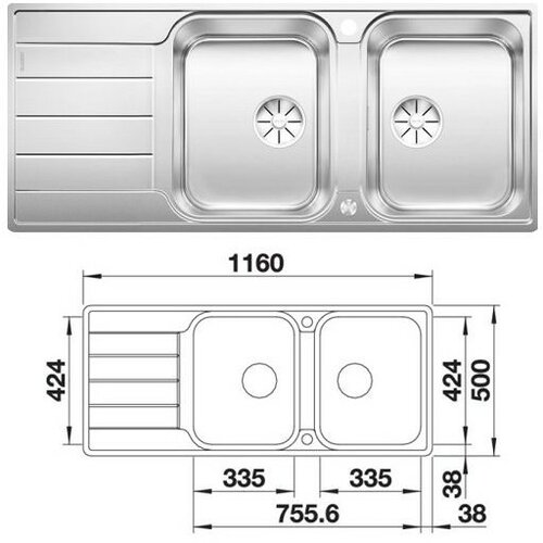 Blanco sudoper CLASSIMO 8 S-IF InFino INOX 18/10, s dalj. upr. Push Control Cijene
