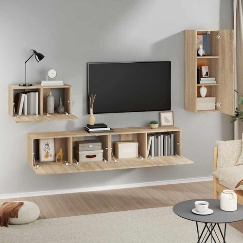 4-dijelni set TV ormarića boja hrasta sonome konstruirano drvo Slike