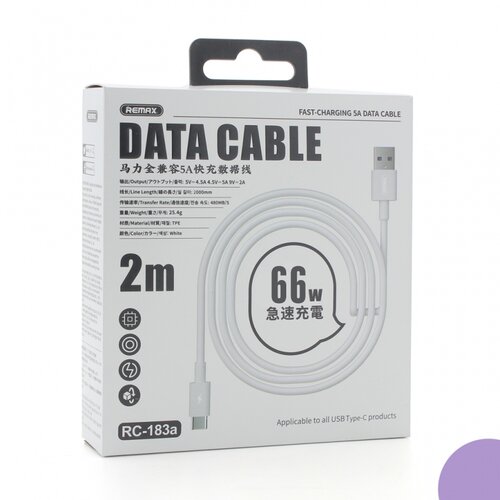 Remax Data kabl RC-183a 66W 6A Type C, 2m, Beli Slike