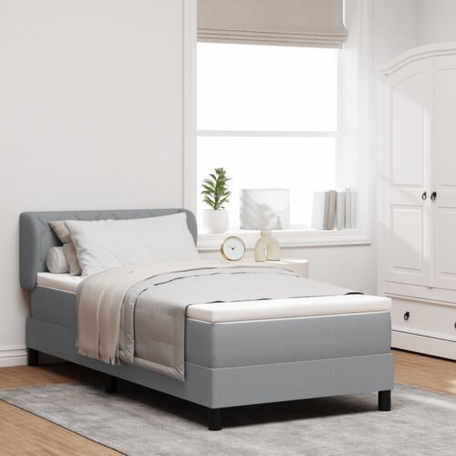 VidaXL Krevet na okvir s madracem Svjetlosiva 90x190 cm Tkanina Slike