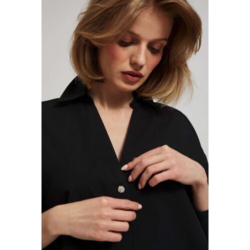 Marisse Black Shirt With Decorative Buttons And Puffed Sleeves Slike