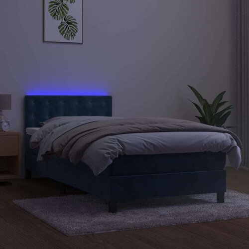 VidaXL Krevet box spring s madracem LED tamnoplavi 80 x 200 cm bar&amp;scaron;un Slike