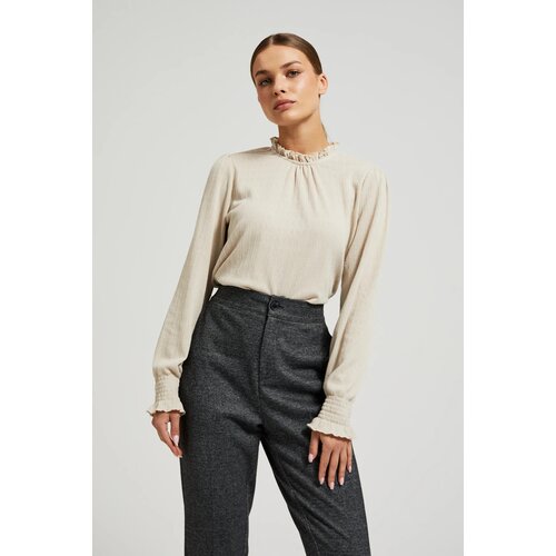 Moodo Women's blouse with ruffle at the neckline - beige Cijene