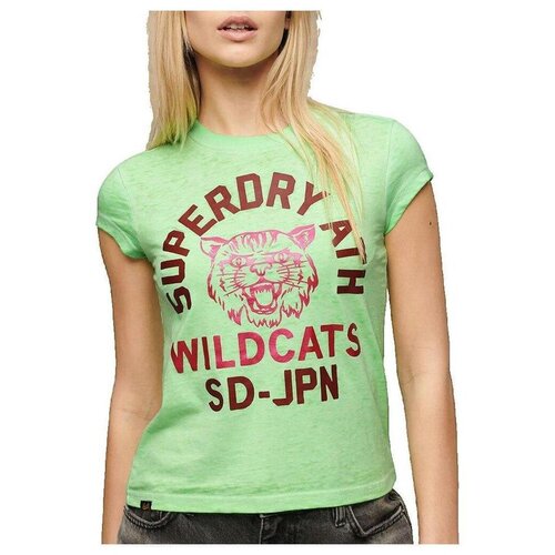 Superdry Majice s kratkimi rokavi T-shirt Varsity Burnout manches courtes vert femme Zelena Cene