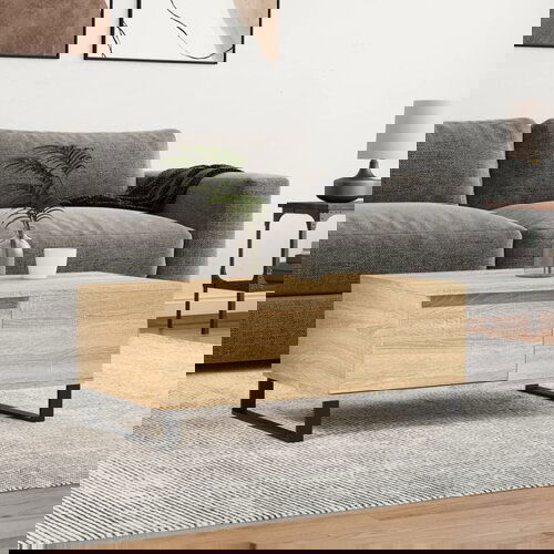 vidaXL Klubska mizica sonoma hrast 90x50x36,5 cm inženirski les Cene