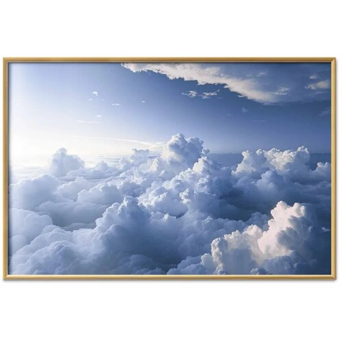  Plakat Aerial Landscapes: Sunbeams Illuminating Puffy Cloud Formations 42x29.7 Zlatni okvir Slike