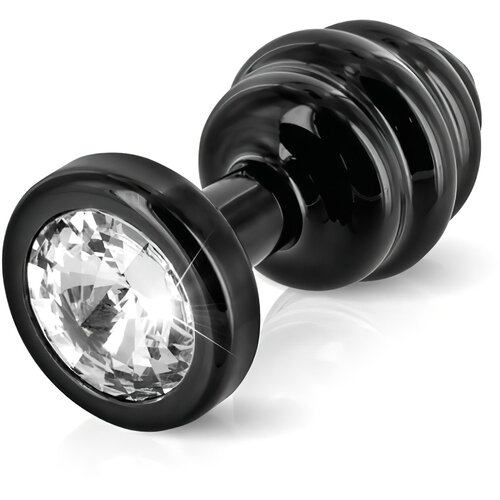 Diogol Anni - analni dildo z rebri iz belega kamna - črn - (3cm) Cene