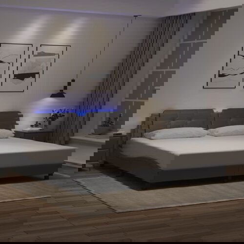 Furnova Posteljni okvir z LED lučkami siv 200x200 cm umetno usnje, (21936463) Slike