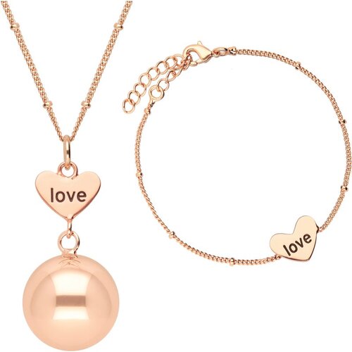 Bola Heart and Love obesek z zvončki za nosečnice Rose Gold 1 kos Slike