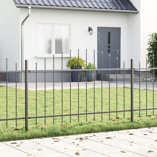 VidaXL panel ograje s konico Siva Jeklo Vi&amp;scaron;ina 75-100 cm, dolžina 1.7 m Slike